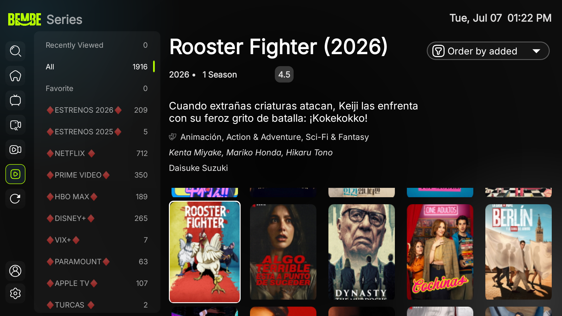 Cat&aacute;logo de series en BembeTV