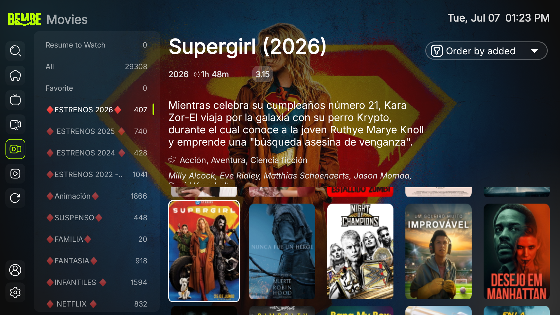 Cat&aacute;logo de pel&iacute;culas en BembeTV